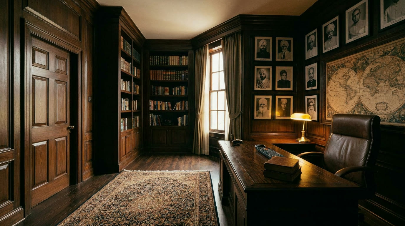 Wood-panelled study